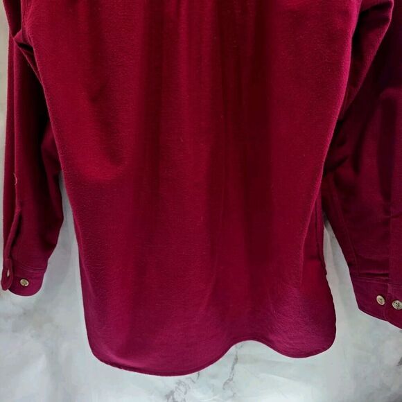 Eddie Bauer Shirt Mens Large Red Flannel Chamois Vintage Pheasant Embroidery - Picture 9 of 12